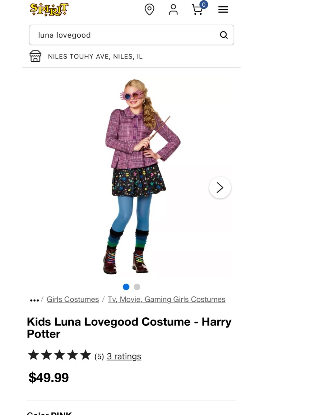 Spirit Kids Luna Lovegood Costume Jacket - Purple Pink Plaid